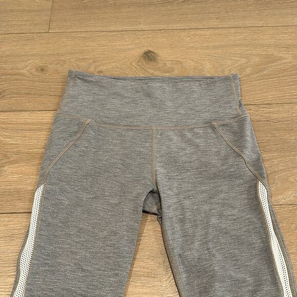 ATHLETA Heathered‎ Gray White Mesh Chaturanga Active Workout Gym Leggings Size S - Picture 4 of 11